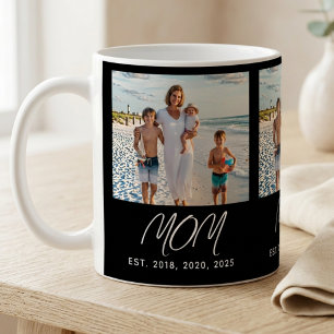 Mum Established Script Black Photo Coffee Mug