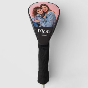Mum Established Script Black Photo  Golf Head Cover