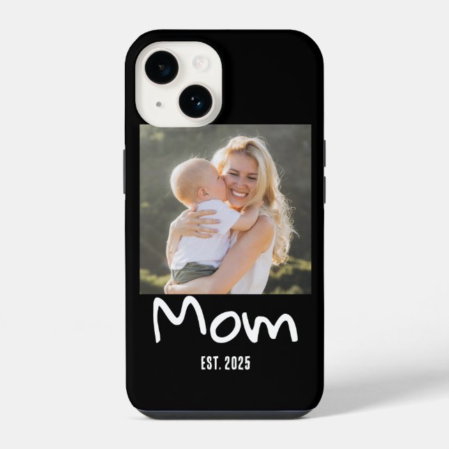 Mum Established Script Black Photo  iPhone Case (Back)