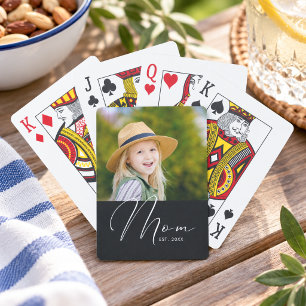 Mum Established Script Black Photo New Mum Playing Cards