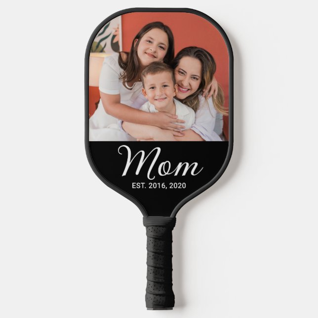 Mum Established Script Black Photo  Pickleball Paddle (Front)