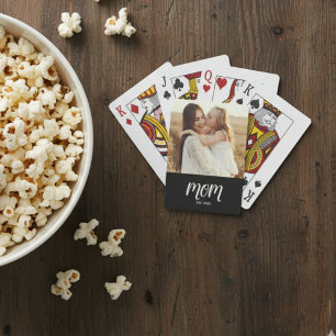 Mum Established Script Black Photo Playing Cards