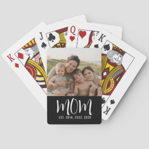 Mum Established Script Black Photo  Playing Cards