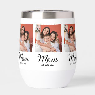 Mum Established Script Black Photo Thermal Wine Tu
