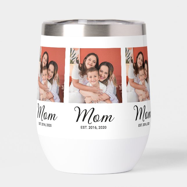 Mum Established Script Black Photo Thermal Wine Tu (Back)