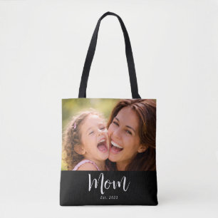 Mum Established Script Black Photo Tote Bag