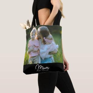 Mum Established Script Black Photo Tote Bag