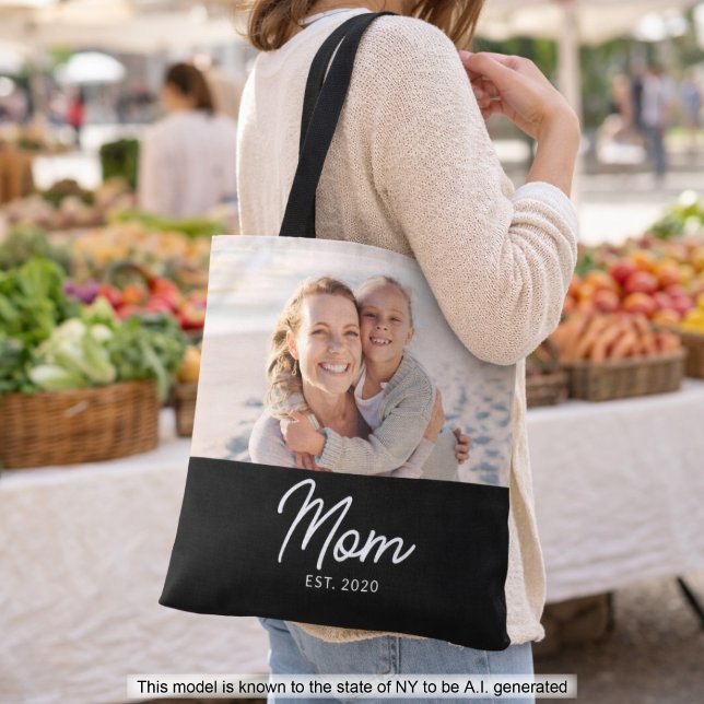 Mum Established Script Black Photo  Tote Bag (Creator Uploaded)