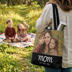 Mum Established Script Black Photo Tote Bag