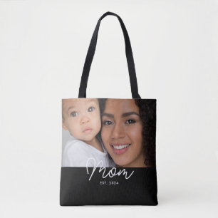 Mum Established Script Black Photo Tote Bag