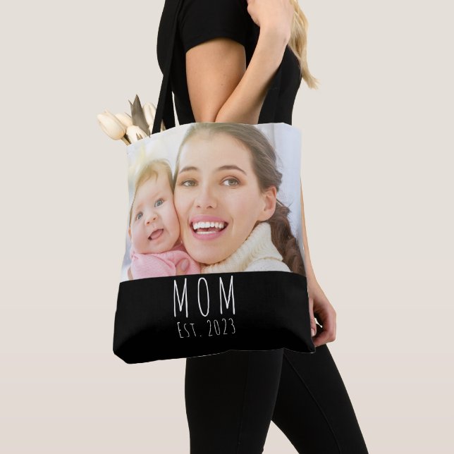 Mum Established Script Black Photo  Tote Bag (Close Up)