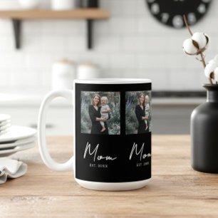 Mum Established Script Black Repeat Photo Coffee Mug