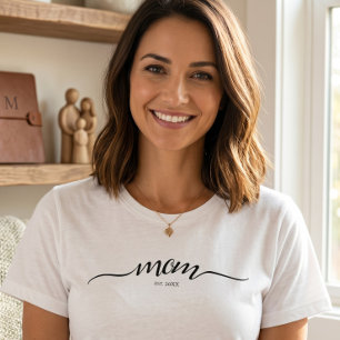 Mum Established Script Custom Black Year Mother T-Shirt