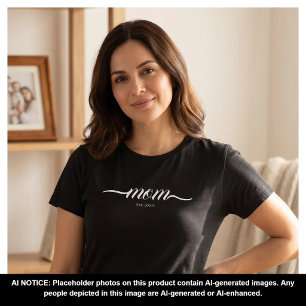 Mum Established Script Custom Black Year Mother T-Shirt