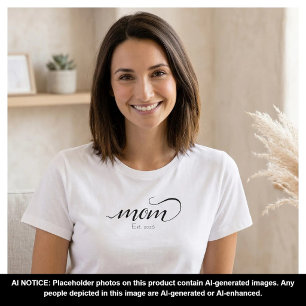 Mum Established Script Custom Black Year Mother T-Shirt