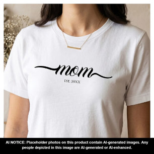 Mum Established Script Custom Black Year Mother T-Shirt