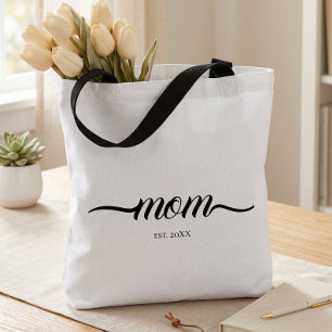 Mum Established Script Custom Year Mother Tote Bag