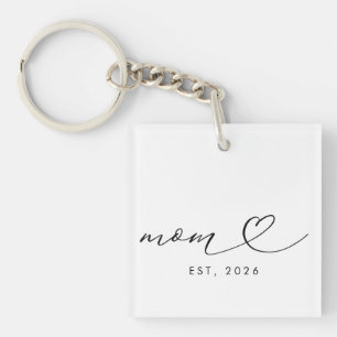 Mum Established Script & Heart New Mum Gift Key Ring