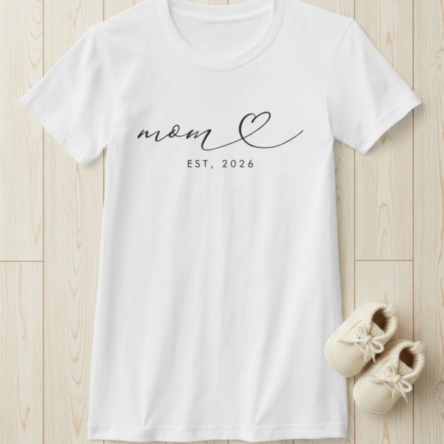 Mum Established Script & Heart New Mum Gift T-Shirt (Creator Uploaded)