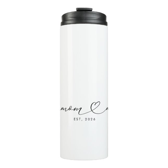 Mum Established Script & Heart New Mum Gift Thermal Tumbler (Front)