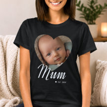 Mum Established Script Heart Photo Black