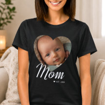 Mum Established Script Heart Photo Black