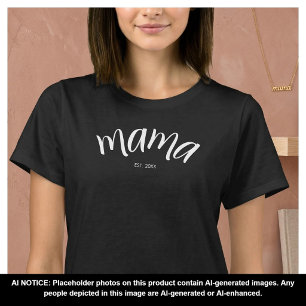 Mum Established Script Minimalist Year New Mama T-Shirt
