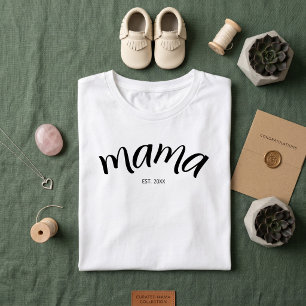 Mum Established Script Minimalist Year New Mama Tri-Blend Shirt