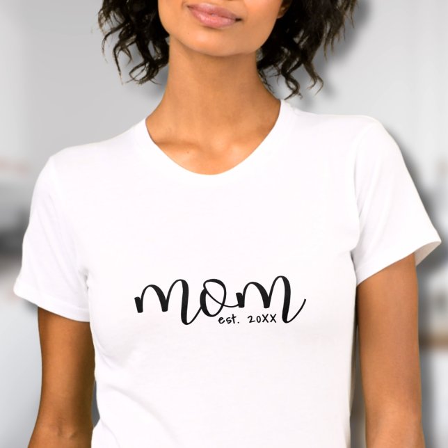 Mum Established Script New Mum T-Shirt (Mom Established Script New Mom T-Shirt)