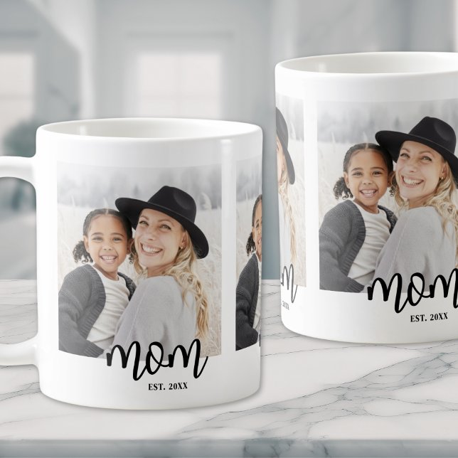 Mum Established Script Photo Coffee Mug (Mom Established Script Photo Gift Coffee Mug)