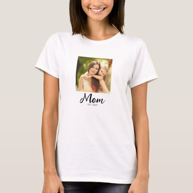 Mum Established Script Photo  T-Shirt (Front)