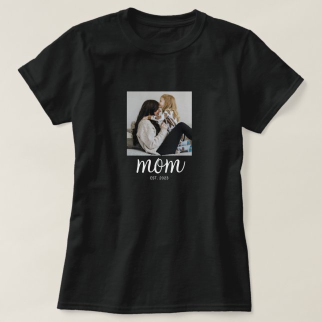 Mum Established Script Photo T-Shirt (Design Front)