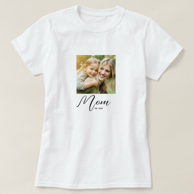 Mum Established Script Photo T-Shirt (Design Front)
