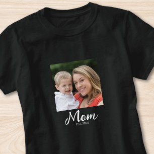 Mum Established Script Photo  T-Shirt