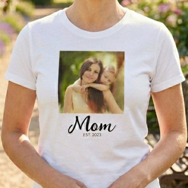 Mum Established Script Photo  T-Shirt (Creator Uploaded)