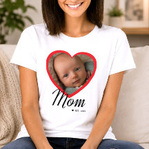 Mum Established Script Red Heart Photo White