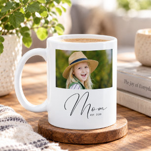 Mum Established Script White Photo New Mum Coffee Mug