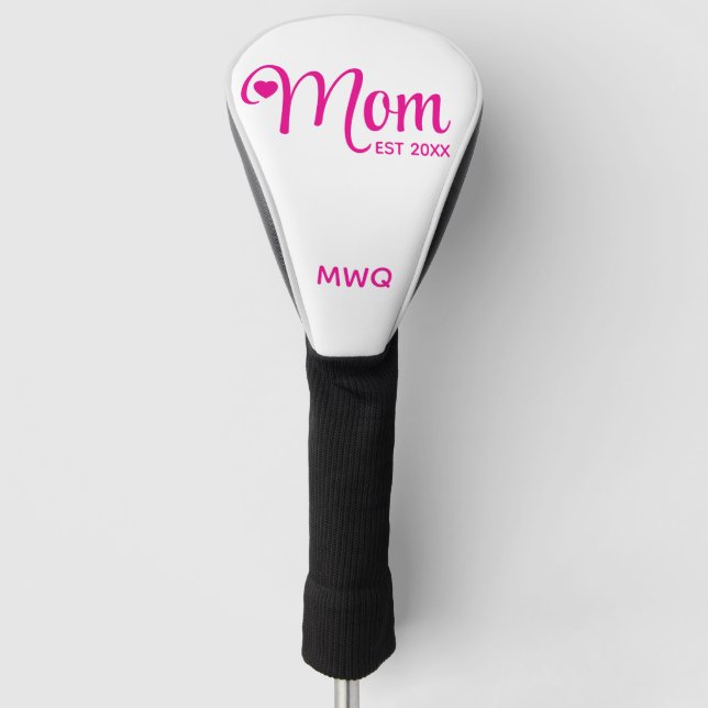 Mum Established Simple Script Mothers Gift Golf Head Cover (Front)