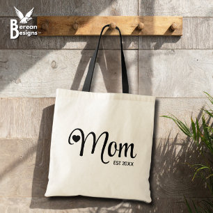 Mum Established Simple Script Mothers Gift Tote Bag