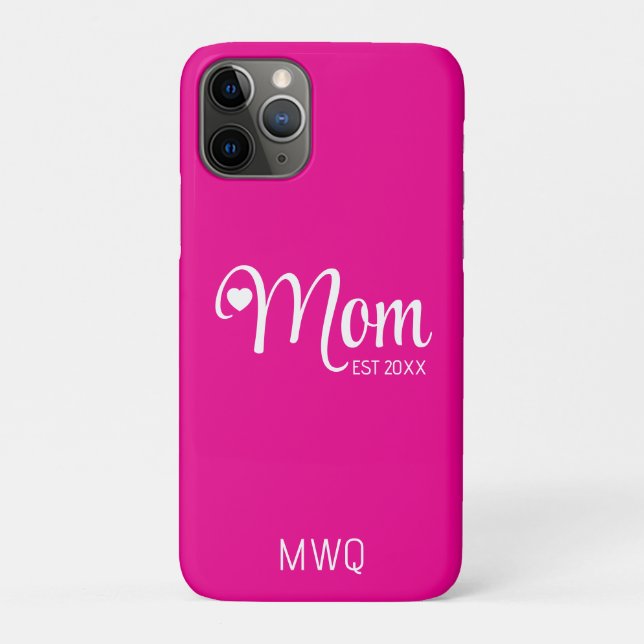 Mum Established Simple Script Mothers Pink Case-Mate iPhone Case (Back)