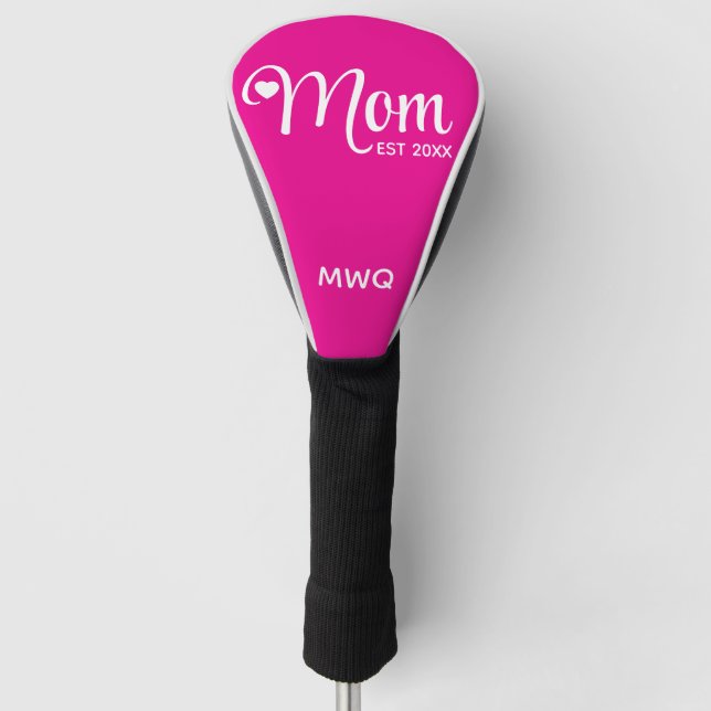Mum Established Simple Script Mothers Pink Golf Head Cover (Front)