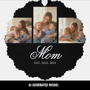 Mum Established Three Photo Memory Keepsake Tree Decoration Card