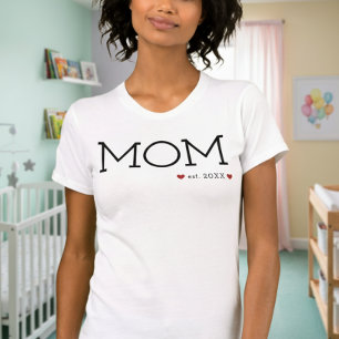 Mum Established Two Hearts Black Minimal T-Shirt