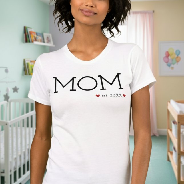 Mum Established Two Hearts Black Minimal T-Shirt (Creator Uploaded)