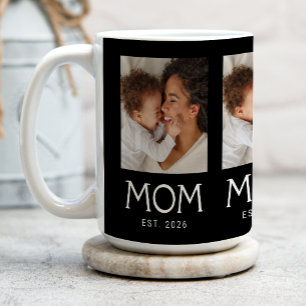 Mum Established Typography Black 3 Photo Coffee Mug