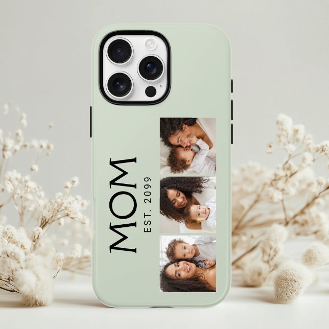 Mum Established Typography Sage Green 3 Photo Case-Mate iPhone Case (Creator Uploaded)