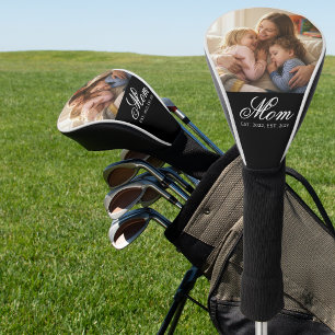 Mum Established White Elegant Script Photo Golf Head Cover