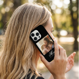 Mum Established White Elegant Script Photo iPhone 15 Pro Case