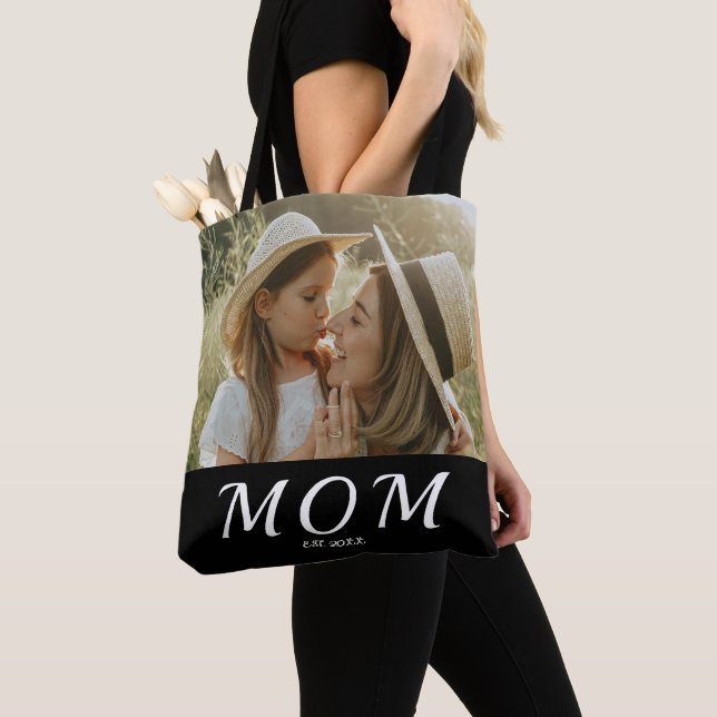 Mum Established White Script Photo Tote Bag (Close Up)
