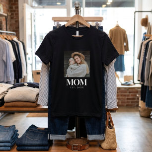 Mum Established White Typography Photo Gift T-Shirt